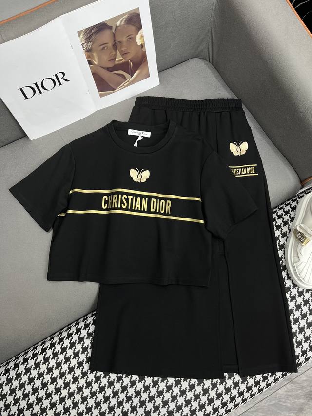 Dio* 24Ss夏季新款短款t恤半身裙套装 蝴蝶字母印花装饰 版型非常好 高品质 两色三码sml